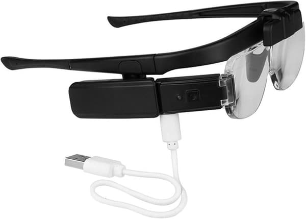 Forstørrelsesglass USB-oppladbart hodebåndsforstørrelsesglass Håndfri LED-lys 6 justerbare linser 1.5X 2.0X 2.5X 3.5X 4.0X 4.5X Lesing Reparasjon Skjø