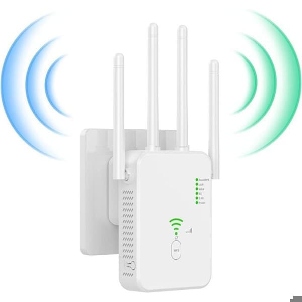 Ulkona käytettävä WiFi-toistin, 2025 Uusi tehokas WiFi-toistin, WiFi-vahvistin 4 antennilla, 2 LAN-porttia, 300Mbps WiFi-toistin