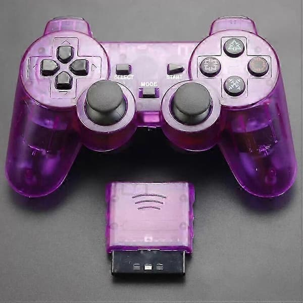 For Sony PS2 Trådløs 2.4GHz Dobbel Vibrasjonskontroller Gamepad Transparent