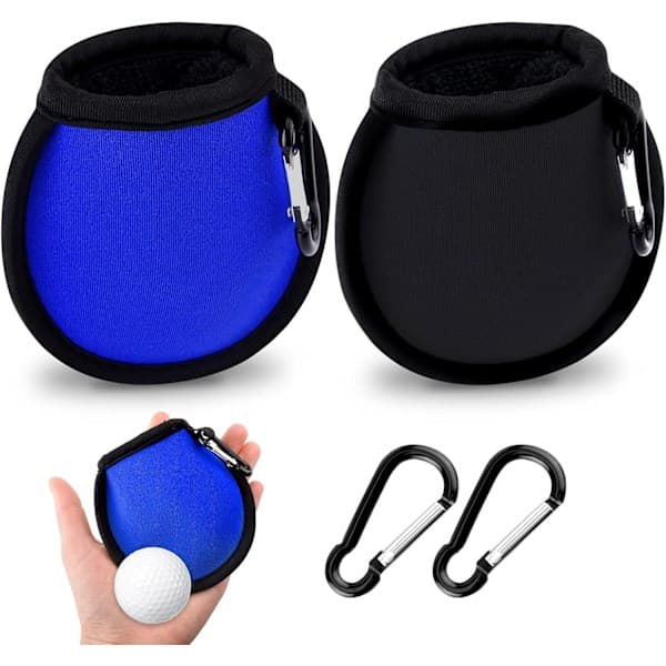 2-pakning golfballrengjøringsbag, golfgaver golfball og klubbklemme på vanntett vaskepose tilbehør for menn kvinner og barn vognbag