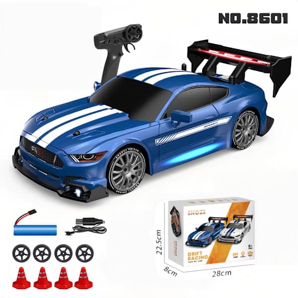 1:24 Skala RC Drifting Bil AE86 Profesjonell RC Høyhastighets Racing Sportsleketøybil med LED-lys, Racingbil og Drifte Dekk 8602 - Blå