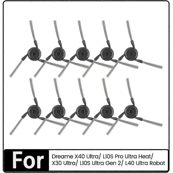 10 stk. sidebørster for Dreame X40 Ultra/ L10S Pro Ultra Heat/ X30 Ultra/L10S Ultra Gen 2/L40 Ultra Vac