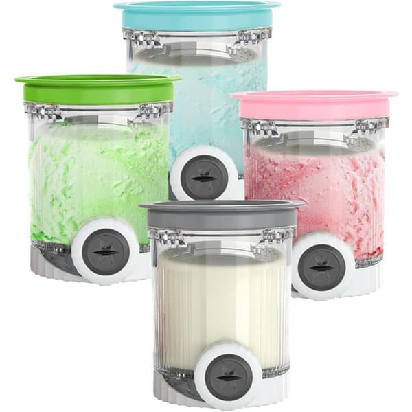 Sett med 4 kompatible iskrembeholdere for Ninja NC700 NC701 - Pintbeholdere for Ninja Creami Swirl og lokk - BPA-fri