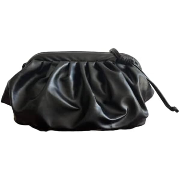 Pehmeä Cloud Dumpling -laukku naisille, olkalaukku tai clutch, olkalaukku - Musta