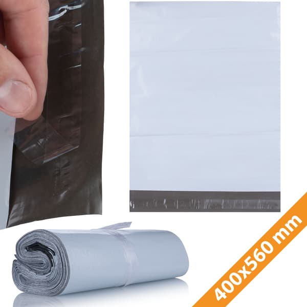 Muovipussit 400X560Mm 100Kpl – Vedenpitävä ja Kestävä | Itseliimautuva Sulku | Valkoinen LDPE