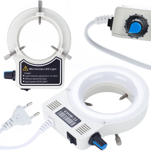 Rosfix LED-Mikroskopbelysning 32X – Justerbar Lysstyrke | 60/95 Mm Ring | Kompatibel med Stereomikroskoper