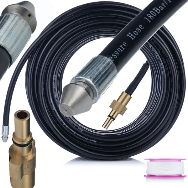Avloppsrenseslange 15m – 1+3 Dyse | 160 Bar | Kompatibel med Black&Decker, Stanley, Macallister