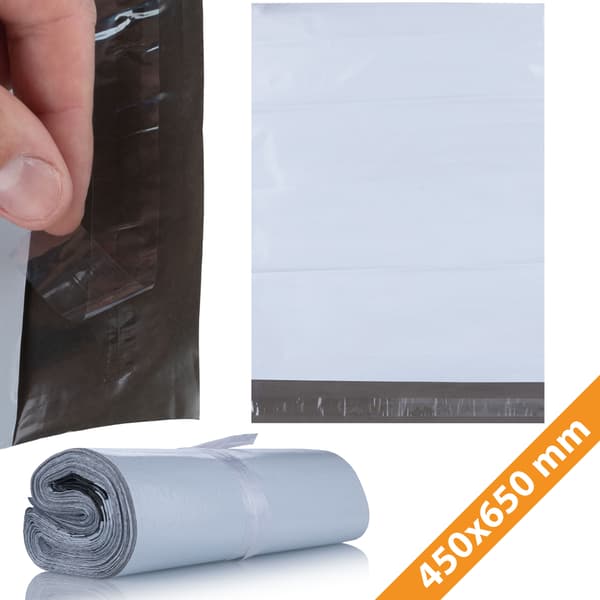 Foliopussit 450X650 Mm 100 Kpl – Vesitiivis LDPE | Itseliimautuva Sulku | Valkoinen Postituspussi