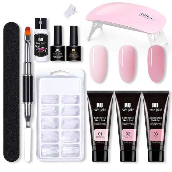 Set med nagellampa 3 färger 15ml nagelgellack Topplack & baslack Led set Nail art Startkit Set Salon Nagelverktyg