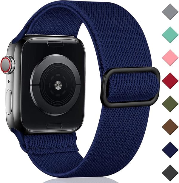 Rem Kompatibel med Apple Watch Rem 38mm 40mm 41mm 42mm 44mm 45mm 46mm 49mm, Justerbar Elastisk Nylon Flettet Sportsrem for iWatch