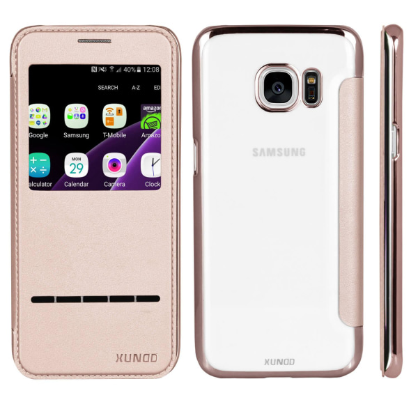 Transparent glansigt Skal för Samsung Galaxy S7 Edge glittrande Rosa
