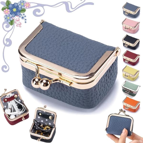 Lær Mini Smykkeskrin, Bærbar Retro Lær Myntpung Smykkeskrin med Lås, Reiseveske Passer for Øredobber/Ringer/Halskjeder/Armbånd