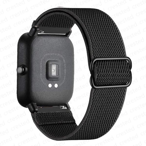 20mm/22mm armbånd til Amazfit Gts 4/2e/3/gts2 Mini/gtr 4/3/pro/gtr2/47mm/stratos Nylon Elastisk Klokkereim Amazfit Bip Armbånd Svart