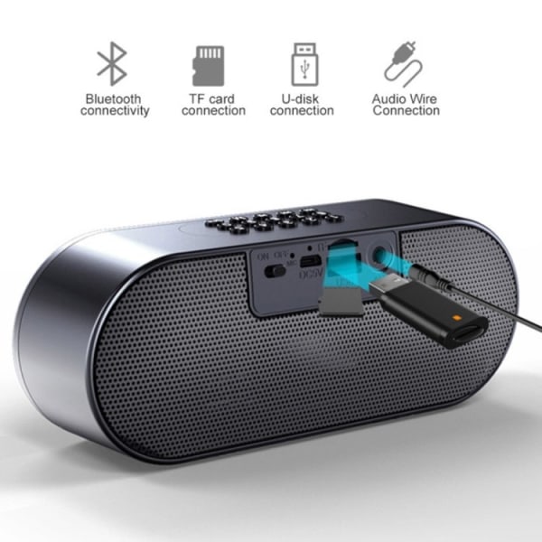 Köp Bluetooth Högtalare med Väckarklocka / Minihögtalare - Svart | Fyndiq