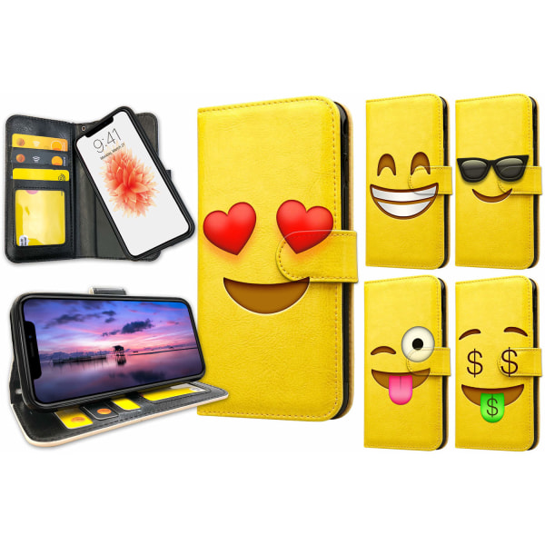 Iphone X - Plånboksfodral / Skal Emoji 11