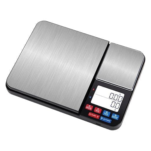 Digital køkkenvægt med dobbelte vejeplader 10 kg/1g og 500g/0,01g
