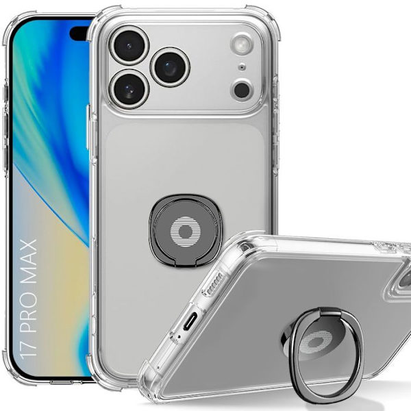 Booling Skyddsskal - Iphone 17 Pro Max - Transparent Silikon - Stöttålig - Stativ