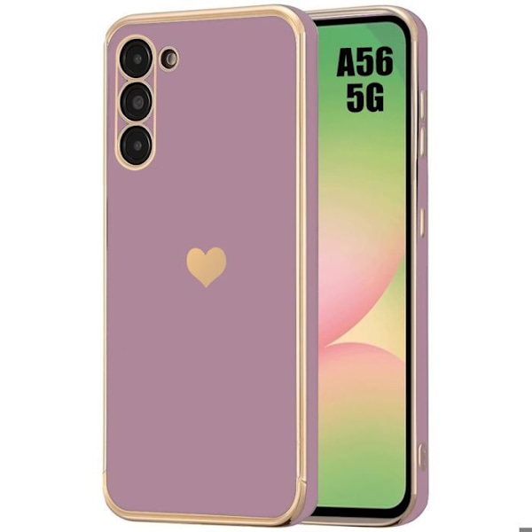 Booling Skyddshölje - För Samsung Galaxy A56 5G - Mjuk - Stötsäker - Med Hjärta Lila/Gyllene