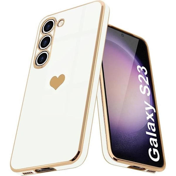 Booling Coque För Samsung Galaxy S23 - Hjärtmönster - Mjuk - Anti-Rep - Lyx - Vit
