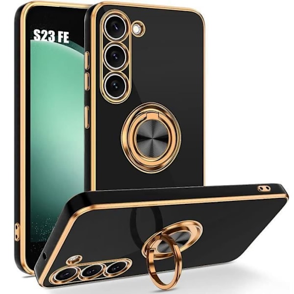 Booling Coque - För Samsung Galaxy S23 Fe - Stötsäker - Silikon - Rotationsringstöd Svart