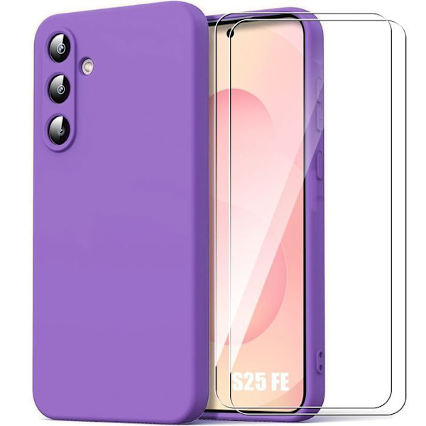 Booling Skyddsskal - För Samsung Galaxy S25 Fe - Mjukt Silikon - 2 Härdat Glas Lila