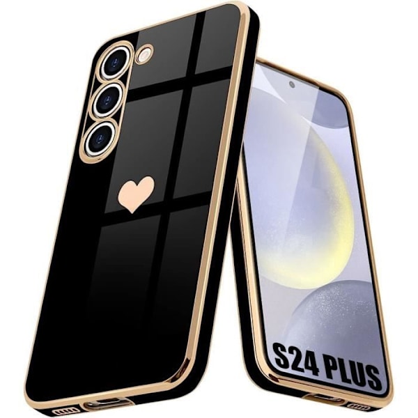 Booling Skyddsfodral - För Samsung Galaxy S24+ - Mjuk - Hjärtmönster Svart