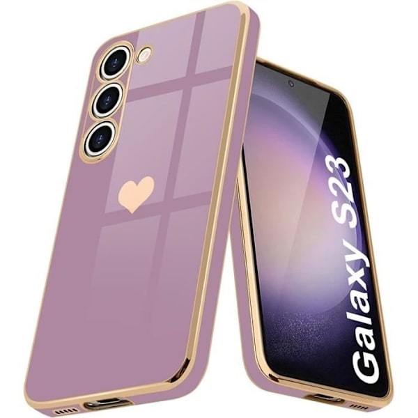 Booling Coque - För Samsung Galaxy S23 - Stötsäker - Guldhjäärtmönster Lila