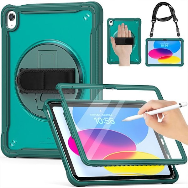 Booling Skyddsfodral För Ipad A16 11" - Heltäckande Stötabsorberande - Axelrem - Mörkgrön