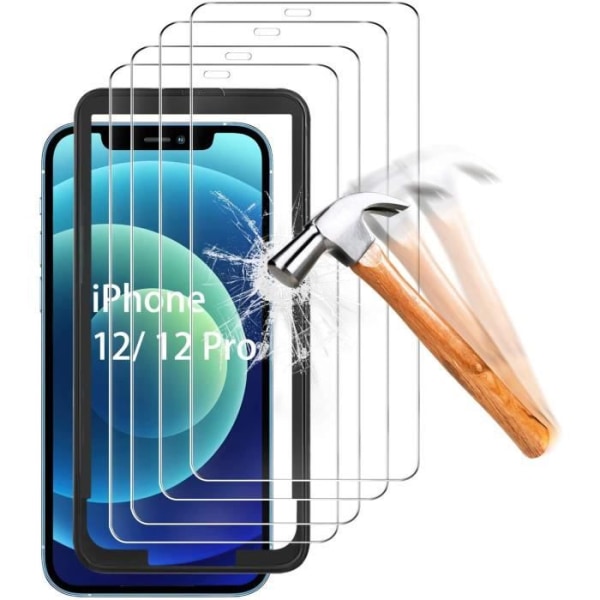 4 delar, härdat glas iPhone 12 / iPhone 12 Pro (6.1"), installationssats  ingår, Premium 9H, Face ID-kompatibel, glasskydd 5a88 | Fyndiq