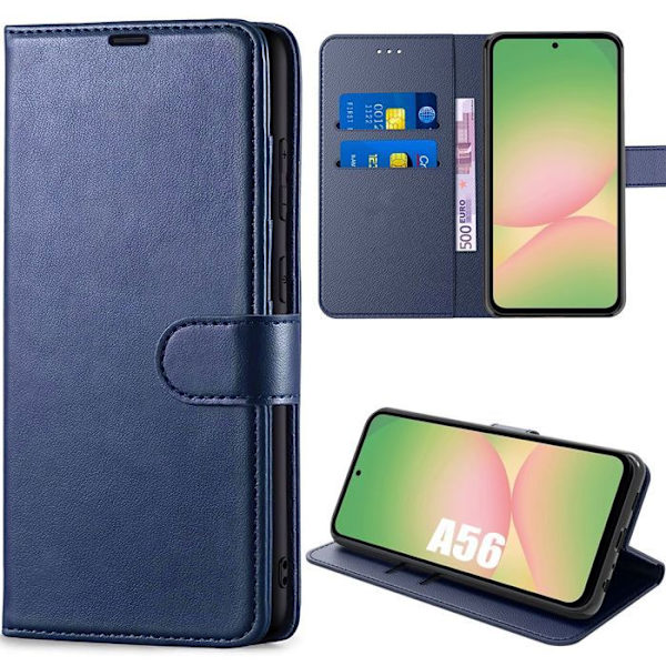 Booling Skyddsskal - För Samsung Galaxy A56 5G - Syntetläder - Stötabsorberande - Fällbar Blå