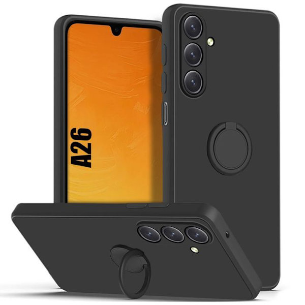 Booling Skyddsskal - För Samsung Galaxy A26 5G - Silikon - Stötabsorberande - Rotera Ring Svart