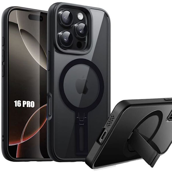 Booling Skyddsskal - För Iphone 16 Pro - Stötdämpande - Repbeständig - Inbyggt Stöd Svart