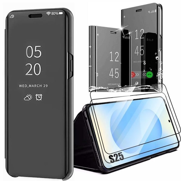 Booling Skyddsskal - För Samsung Galaxy S25 - Härdat Glas - Smart Case Svart