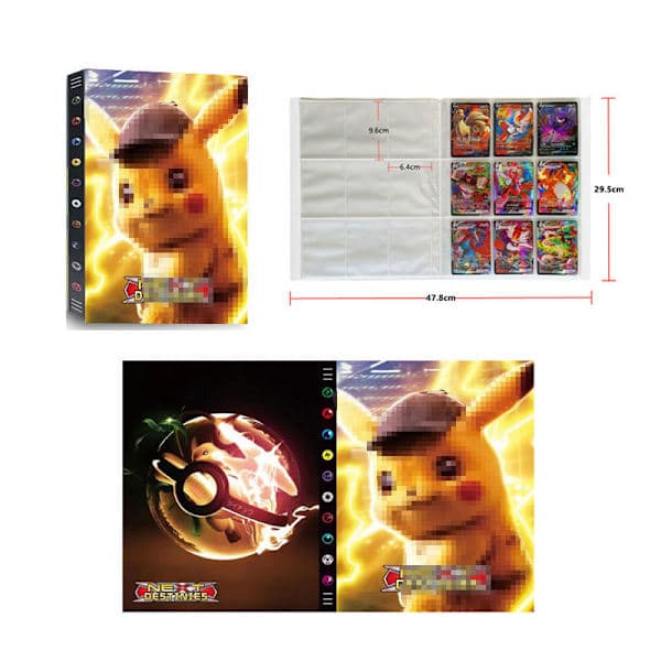 9 lommer 432 kort Anime Album Bok Pikachu Favoritt Spillekortperm Detektiv