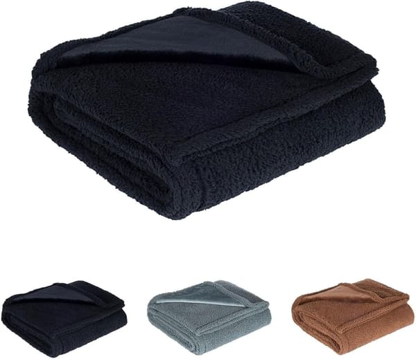 Vanntett teppe, koseteppe for sofa, seng, sovesofa, vanntett kjæledyrsteppe for hunder og katter, 100 % lekkasjesikkert, vanntett, helt rosa svart