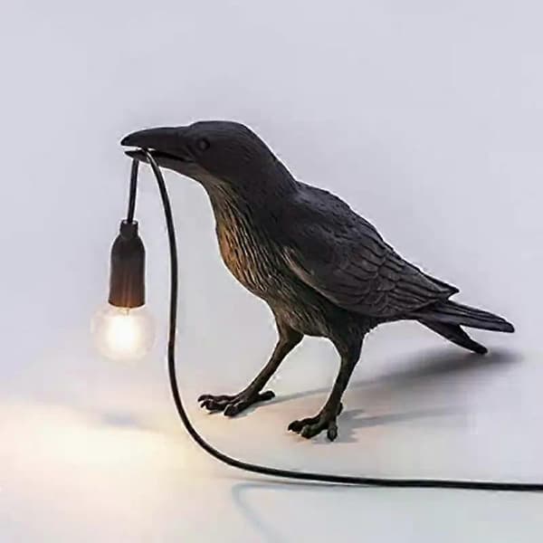 1 st Gotisk Kråklampa, Söt Svart Kråkbordslampa med USB-sladd, Unik Resi-Kråka för Skrivbordsdekoration,