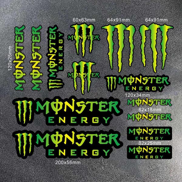 [KK] Highly Reflective Monster Energy Stickers Compatible with Motorcycle Helmet, Car and Motorcycle - Yamaha, Honda, Suzuki, Kawasaki