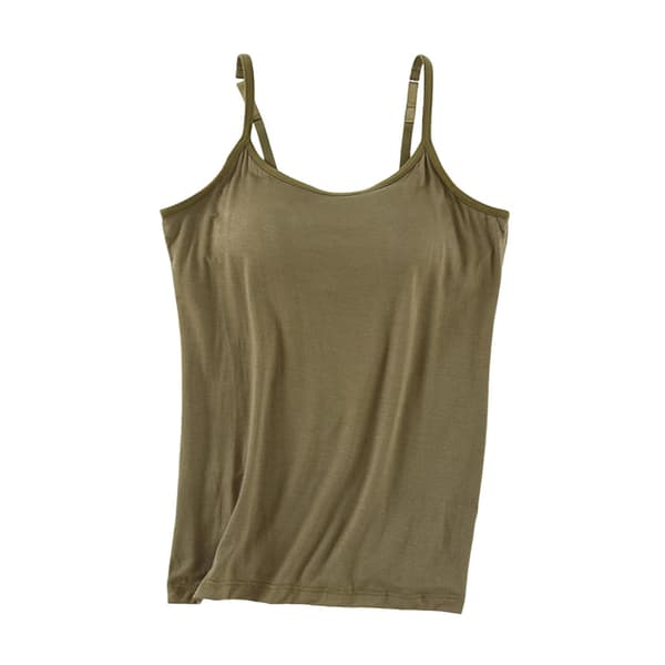 Tanktopp med innebygd BH Justerbare Spaghettistropper Tank Top for kvinner Formell Daglig Fest Ball Army Green