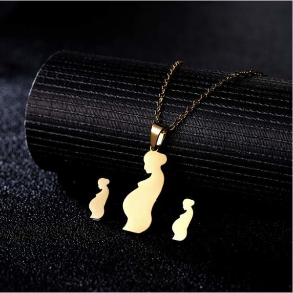 Köp Guld Smyckesset - Halsband & Örhängen - Gravid kvinna / Mamma Guld |  Fyndiq