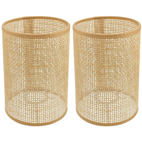 2 stk. Rattan Vevd Lampeskjerm Hul Taklampe Deksel Soverom Gulvlampe Lampeskjerm for Hjem Hotell