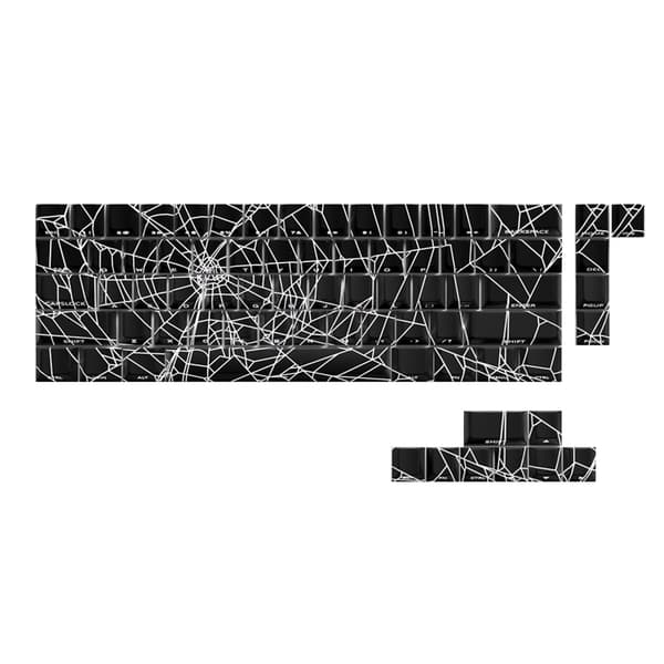 64/74-tasters Spiders Web Keycap Side Print Bakgrunnsbelyste tastehetter for tastaturer