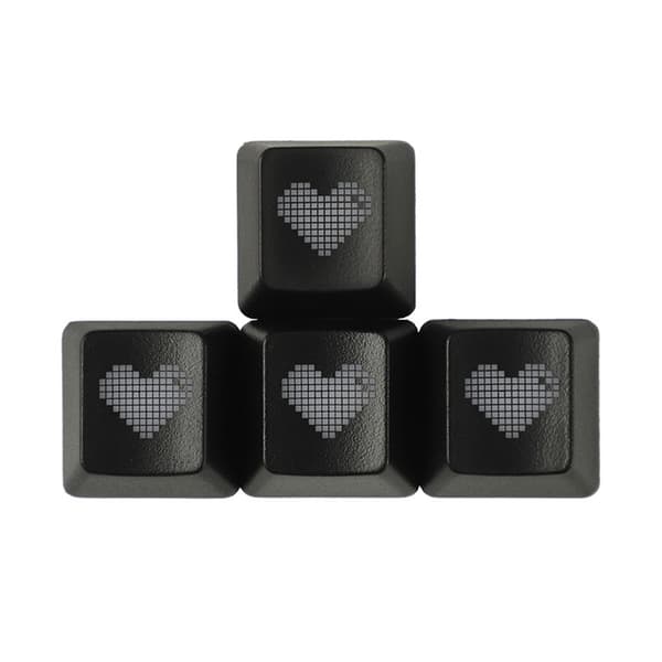 1 sett ABS bakgrunnsbelyste hjerte-tastaturhetter OEM-høyde for tastaturer WASD-retning