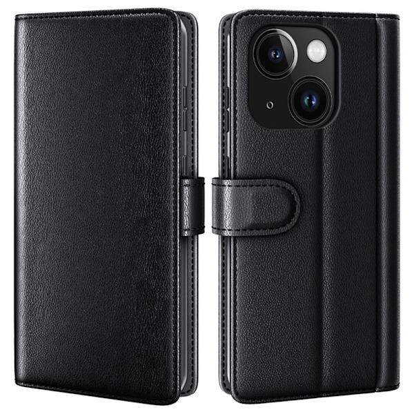 Äkta Läderfodral iPhone 15 Svart