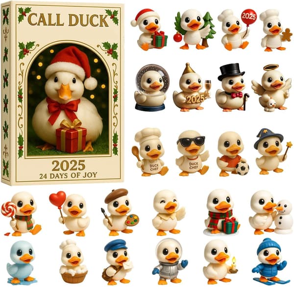 Nedtellingskalender til jul - And 2D Akryl | 24 dager julelue andefigurer | for elskere familieentusiaster familieferiesesong [DB]