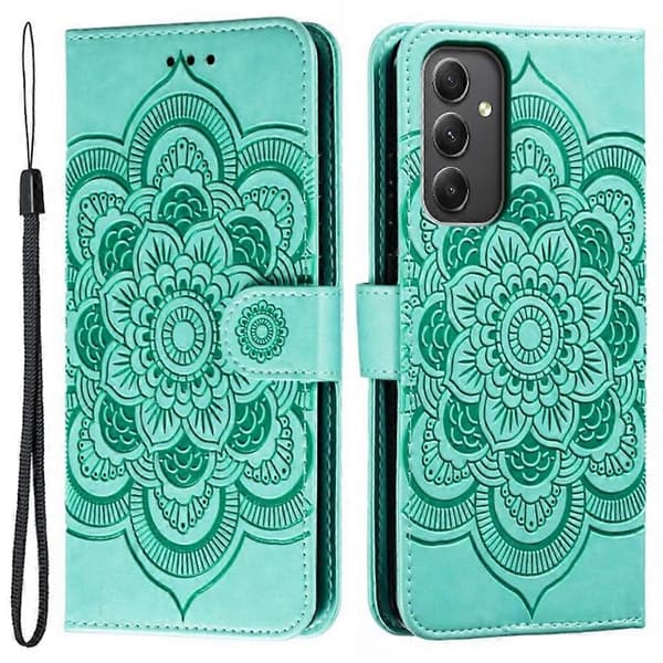 Samsung Galaxy A56 5G Deksel - PU Lær Mandala Preget Lommebok Deksel Flerfarget Grønn