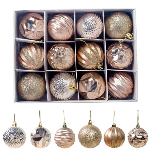 12pcs/set Christmas Balls Ornaments Decoration Hanging Rope C