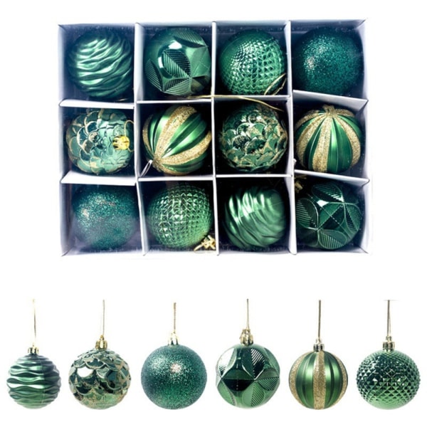 12pcs/set Christmas Balls Ornaments Decoration Hanging Rope F