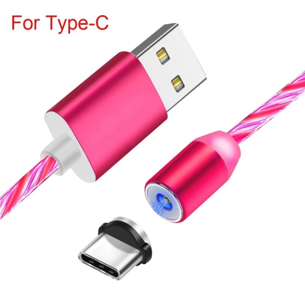 1m Magnetic Absorption Flowing Light Led Micro-usb Cable Red Type-c