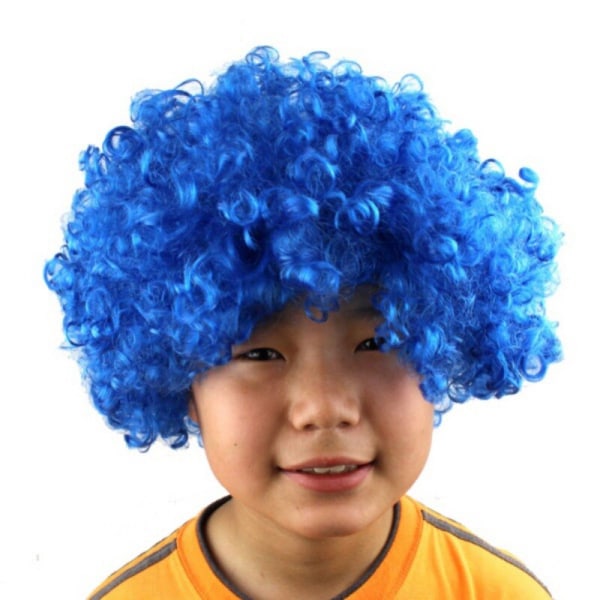 Clown Curly Afro Circus Fancy Dress Hair Wigs Xmas Party Deep Blue