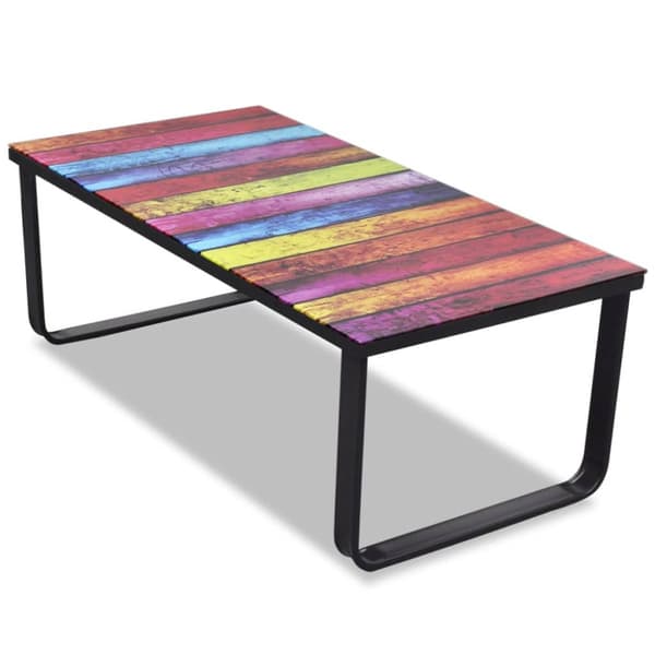 Soffbord med regnbågstryck glasskiva